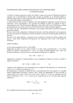 Determinazione della costante di dissociazione di un elettrolita debole
