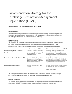 Implementation Strategy for the Lethbridge