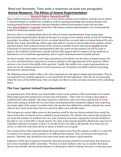 The Case For Animal Experimentation