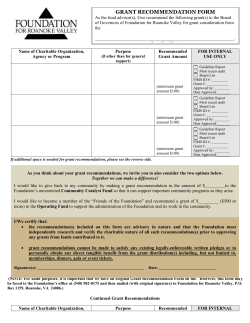 Donor Advised Fund Grant Recommendation Form