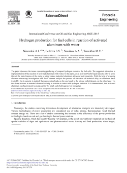 Hydrogen Production for Fuel Cells in Reaction of