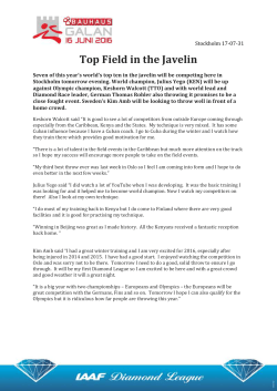 Top field for the Javelin - Diamond League