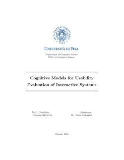 Cognitive Models for Usability Evaluation of Interactive Systems