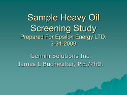 Sample Heavy Oil Screening Study Prepared For Epsilon Energy