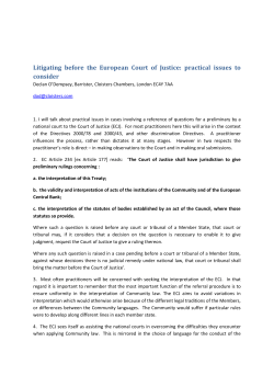 Litigating before the European Court of Justice