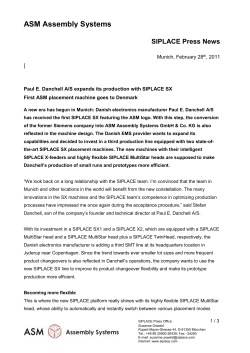 Paul E Danchell: First ASM placement machine goes to Denmark