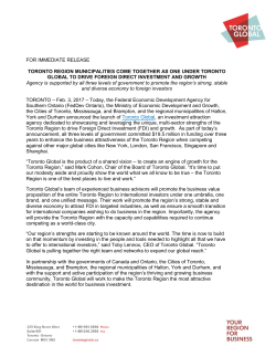 for immediate release toronto region municipalities