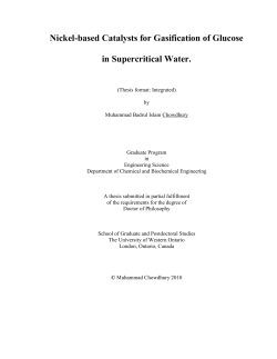 Nickel-based Catalysts for Gasification of Glucose in Supercritical