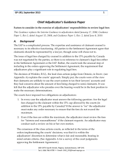 Chief Adjudicator`s Guidance Paper