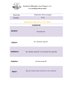 Instituto Biling&uuml;e Jean Piaget A.C. Week from May 8th to 12th, 2017