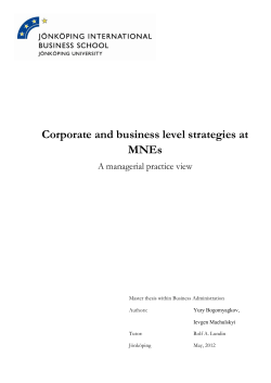 Corporate and business level strategies at MNEs