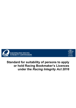 Standard for suitability of persons to apply or hold Racing