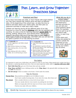 Play, Learn, and Grow Together! Preschool News