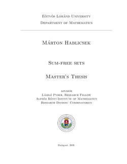 M&aacute;rton Hablicsek Sum-free sets Master`s Thesis
