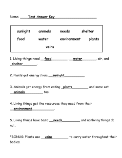 Basic Needs of Living Things Week 1: starting 2/29/16