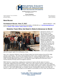 NEWS RELEASE Robotics Team Wins 2nd Seed in State