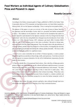 Food Workers as Individual Agents of Culinary Globalization: Pizza