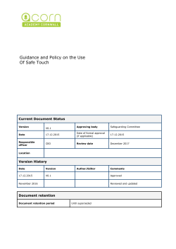 Guidance and Policy on the Use Of Safe Touch