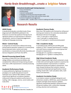 ADHD Study: Motor- Control Study: Mental Processing Speed Study
