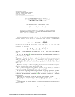 ON RESTRICTED WEAK TYPE (1, 1): THE CONTINUOUS CASE Let