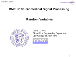 Biomedical Signal Processing Random Variables