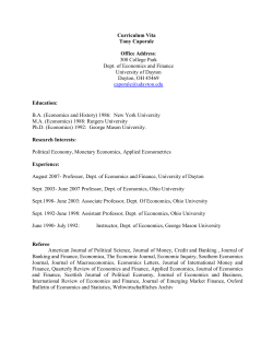 Curriculum Vita Tony Caporale Office Address: 300 College Park