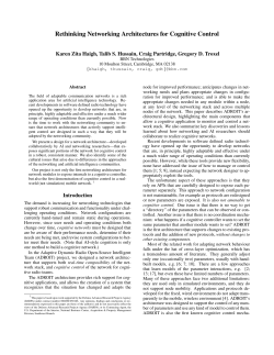Rethinking Networking Architectures for Cognitive Control