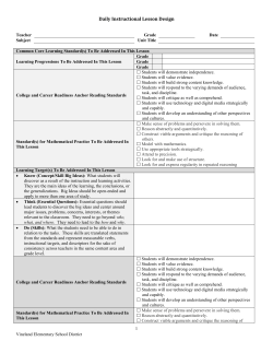 Daily Instructional Lesson Design Worksheet