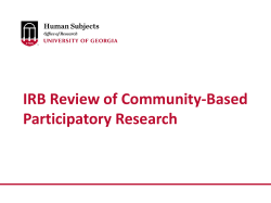 IRB Review of Community-Based Participatory