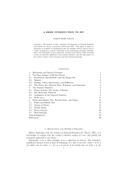 A BRIEF INTRODUCTION TO ZFC Contents 1. Motivation and