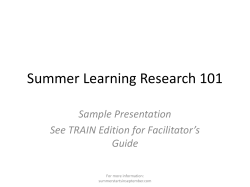 Summer Learning Research 101 PowerPoint