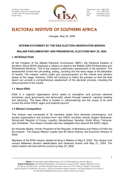 Malawi - EISA EOM interim statement