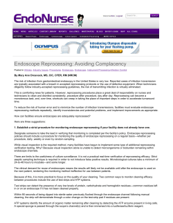 Endoscope Reprocessing: Avoiding Complacency