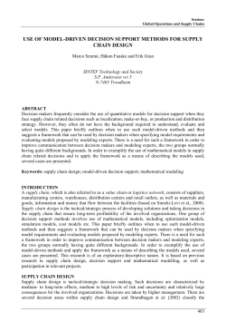 use of model-driven decision support methods for supply chain