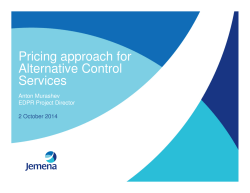 Pricing approach for Alternative Control Services