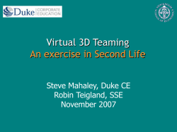 Second Life Teaming Exercise_GEL_Overview