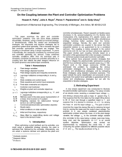On the Coupling between the Plant and Controller Optimization