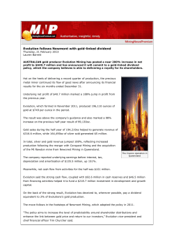 Evolution follows Newmont with gold-linked