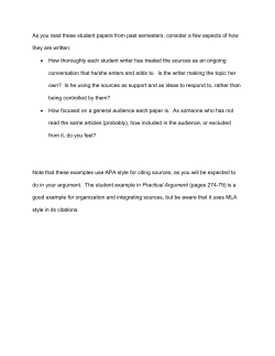 As you read these student papers from past semesters, consider a