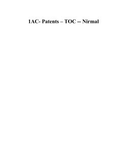 1AC- Patents &ndash; TOC
