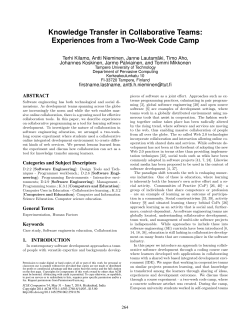 Knowledge Transfer in Collaborative Teams: Experiences