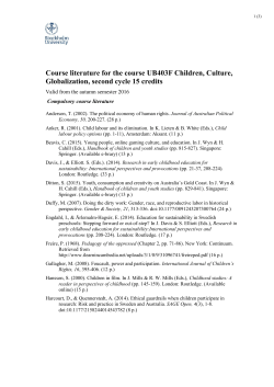 Course literature UB403F Children, Culture and Globalization