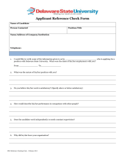 Reference Checking Form - Delaware State University