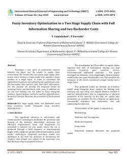 Fuzzy Inventory Optimization in a Two Stage Supply Chain