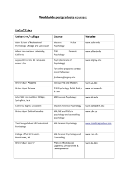 For a listing of worldwide psychology courses click here
