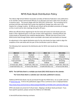 NFHS Rule Book Distribution Policy The Indiana High School