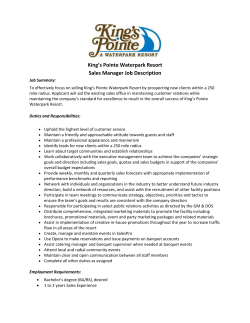 King`s Pointe Waterpark Resort Sales Manager Job Description Job