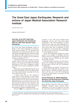 The Great East Japan Earthquake: Research and actions of Japan