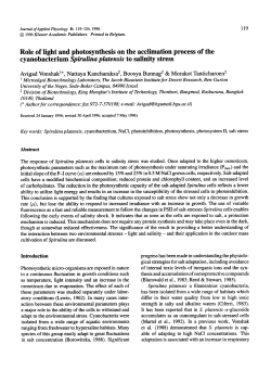 Role of light and photosynthesis on the acclimation process of the