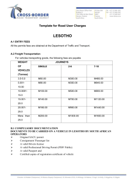 ANNEXURE A: Entry Fees in relation to Foreign Motor Vehicles